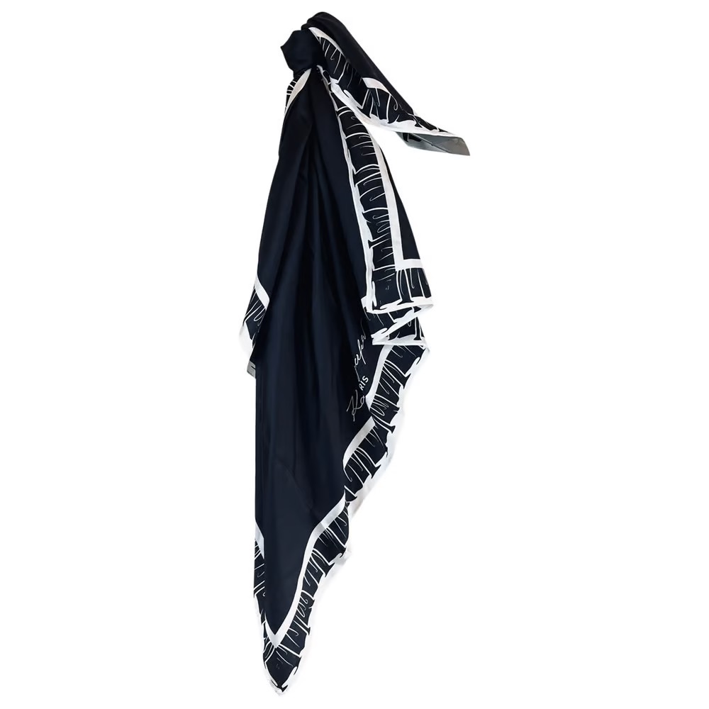 NWT KARL LAGERFELD SILK SCARF BLACK WHITE